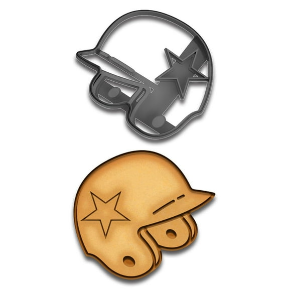 Baseball Helmet Cookie Cutter with Star Design - 4x3.75", Sports Theme Baking Tool for Fans & Teams (Random Color)