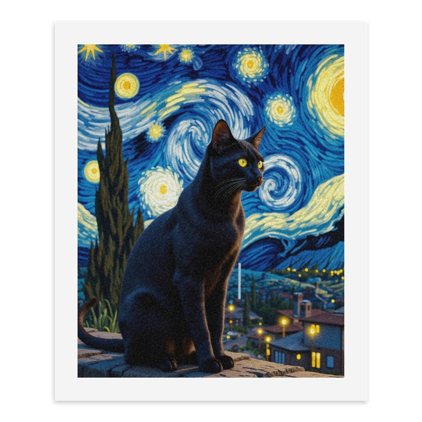 Paint by Numbers Kit for Adults, Starry Night Cat Portrait Paint by Numbers, Easy Paint by Numbers Kit for Adults Beginner, DIY Adult Paint by Number Kits on Canvas, Home Decor