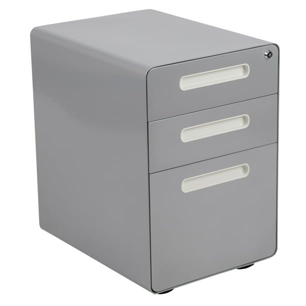 24" Gray Modern Mobile Locking Filing with AntiTilt Mechanism