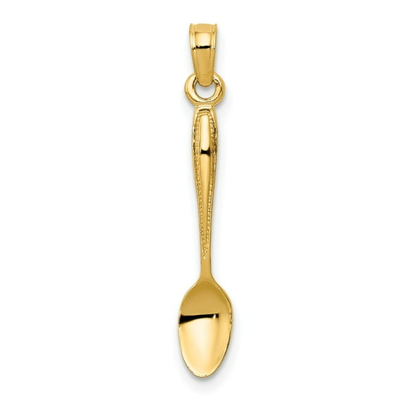 FB Jewels 14K Yellow Gold 3-D Table Spoon Pendant