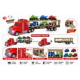 thumbnail image 3 of Friction Powered Toy Car Carrier Truck, 23 Inch Transport Trailer with 6 Mini Vehicles, Lights, Sounds, Opening Rear Door, Detachable Trailer, 3 of 9