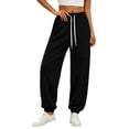 thumbnail image 2 of Mifsaly Joggers Pants for Women High Waisted Jogger Sweatpants Drawstring Elastic Waist Casual Daily Bottoms with Pockets Black,L, 2 of 7