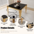 thumbnail image 3 of 5-Piece 37" Square Glass Dining Table Set for 4, Tempered Glass Top with Flute-Inspired Mirrored Stainless Steel Legs, 4 Button-Tufted Velvet Chairs with Stainless Steel Legs, 3 of 7