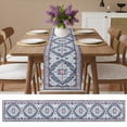 thumbnail image 6 of Blue Boho Table Runner 120 Inches Long, Ethnic Geometric Middle Century Art Cotton Linen Table Runners Dresser Scarves, Decorative Fabric Tabletop Scarf Furniture Cover for Home Dinner Party 13"x120", 6 of 9