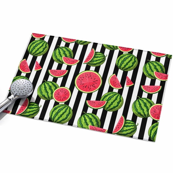 2x3 Washable Area Rugs,Summer Watermelon Black and White Stripes Non-Slip Ultra Soft Rug Large Indoor Carpet,Fruit Harvest Floor Rugs for Home Living Room Bedroom Dining Room Office