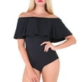 thumbnail image 4 of ENJOYW Women Bikini Off Shoulder Ruffles One-piece Temperament High Waist Swimwear for BeachPolyester, 4 of 7