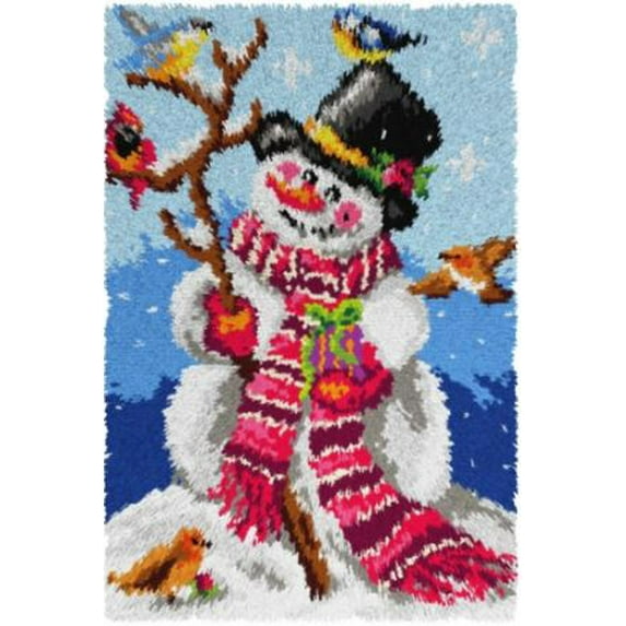 Rug Making Latch Hooking Kit | Snowman with Birds
