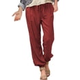 thumbnail image 2 of IDALL Linen Pants Women Lounge Pants Women Womens Drawstring Pants Casual Linen Straight Leg Pants Summer Flowy Pants For 2024 Solid Color Flowy Pants For Loose Flowy Pants Baggy Pants Red L, 2 of 6