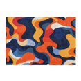thumbnail image 2 of RMDQTR 20" × 24" U Shape Bathroom Rugs Plush Toilet Base Mat Soft Rugs Non Slip Absorbent Orange Blue Lines, 2 of 9