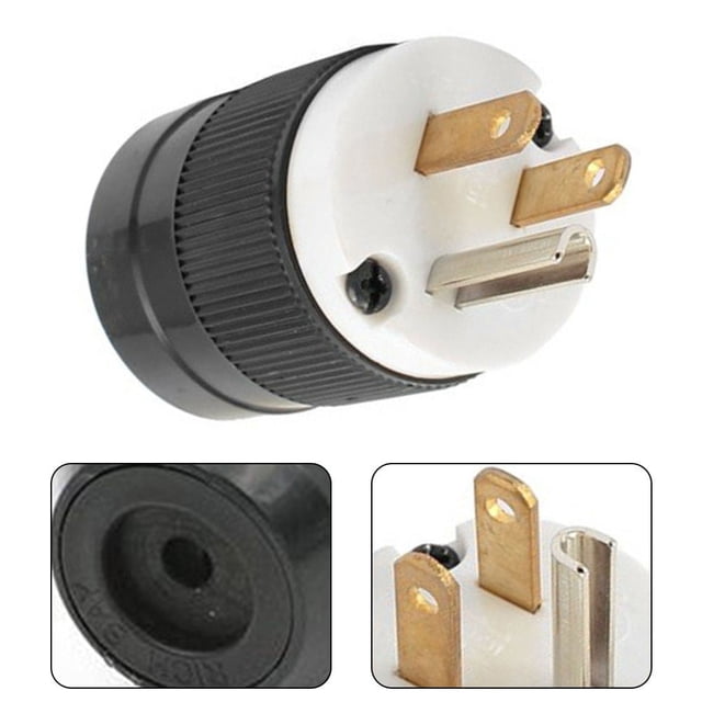 Conector de repuesto Sunday 5-20P de hoja recta, con extremos de cable de extensión macho, 20 A, 125 V, 2 polos, 3 cables con conexión a tierra, grado industrial, resistente, negro