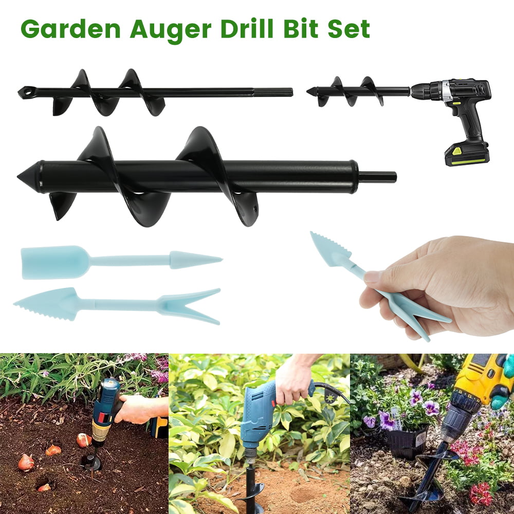 UK Planting Auger Spiral Hole Drill Bit Yard Garden Earth Bulb Planter 3 Sizes 