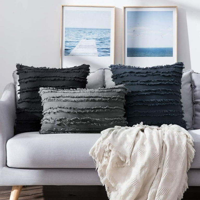 Nvzi Set of 2 Throw Pillow Covers Linen Striped Cushion Covers