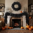thumbnail image 5 of Black Halloween Garland, Spooky Halloween Decor 106 Inch Gothic Black Pine Garland, Halloween Home Decor Indoor Outdoor for Mantel Porch Window Door Haunted House Party, 5 of 7