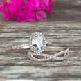 thumbnail image 3 of 10k White Gold 1.75 Carat Oval Cut Aquamarine Engagement Rings With Twisted Wedding Band Diamonds Halo Design, 3 of 5