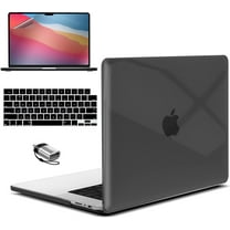 IBENZER Case for MacBook Pro 14 Inch 2025 2024 M4 A3112 A3185 A3401 M3 A2918 A2992 M2 A2779 M1 A2442 Pro Max (2025-2021), HardShell Case & KeyboardCover & ScreenFilm & Type-C Adapter, Crystal Black