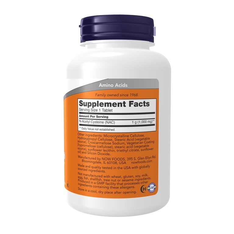 NOW Supplements NAC 1000 mg Free Radical Protection & Immune Support - 120  Tablets - Walmart.com