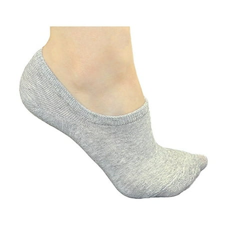 DL furniture 6 Pairs Cotton No Show Athletic Socks Thin Loafers Non Slip Boat Liners Gray