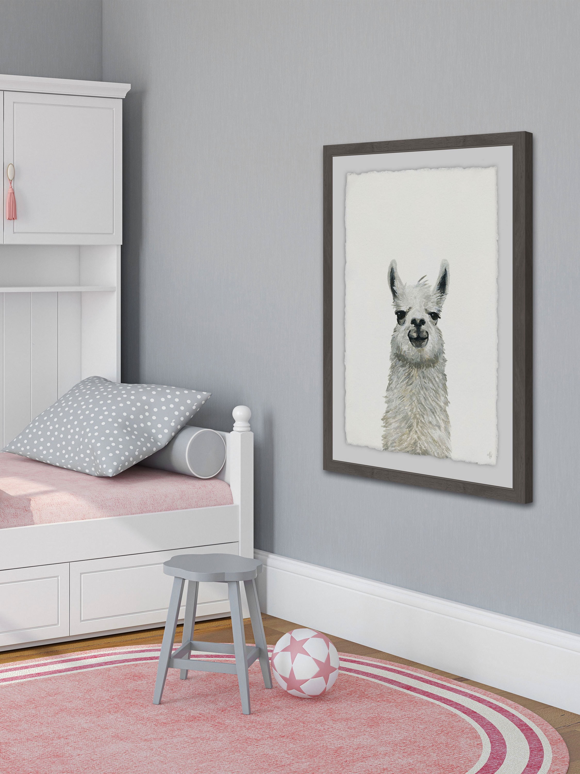 Llama Close-up Framed Painting Print