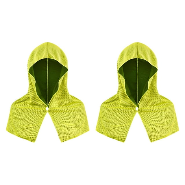 TISHITA 2 Pieces Cooling Hooded Towels for Sports Enthusiasts Versatile UV Resistant Yellow Green