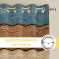 thumbnail image 6 of Farmhouse Navy Blue Brown Kitchen Curtains Window Panels, Vintage Wooden Striped Insulated Window Treatment Curtain, Grommet Curtains for Bedroom/Living Room/Bathroom, 2 Piece 27.5"Wx39"L, 6 of 8
