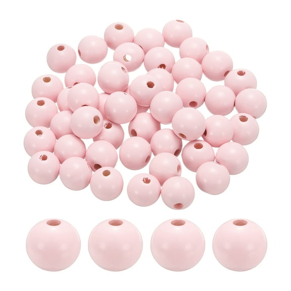 Uxcell 50pcs 20mm Light Pink Wood Beads 3.3mm Large Hole Round Wooden Loose Spacer Beads for Jewelry Making Necklace Bracelets DIY Crafts Macrame Handmade Decorations