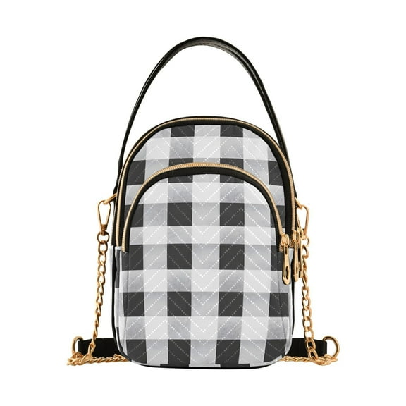 joogoo Women Checkered Grid-b6 Chain Crossbody Bags Shoulder Handbag Phone Purse