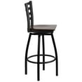 thumbnail image 3 of HERCULES Series Black Ladder Back Swivel Metal Barstool - Walnut Wood Seat, 3 of 9