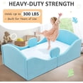thumbnail image 6 of Toddler floor bed with removable safety rails, suitable for both boys and girls, standard crib size, soft-padded safety mattress, low-profile design (Blue)., 6 of 9
