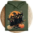 thumbnail image 2 of Cute Cat Witch Hoodie for Halloween - Black Hoodie for Spooky Festival, 2 of 6