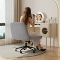 thumbnail image 2 of Office Chair Armless Criss Cross Legged Chair with Wheels, Comfy Home Office Desk Chairs, Adjustable Swivel Padded Fabric Vanity Task Computer Chair,Gray, 2 of 7