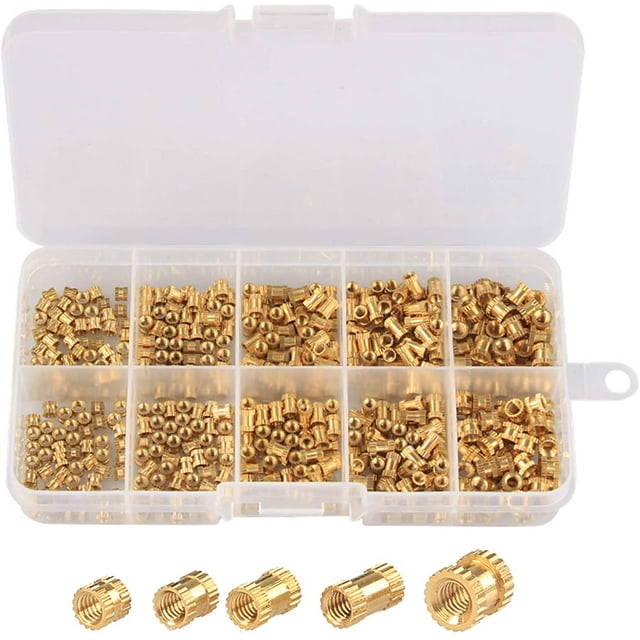 Knurled Nut M2 M2.5 M3 Female Thread Round Ground Nuts Injection Molding Brass Insert,For 3D Print Parts Inserted Nuts Assortment Kit-200 Pcs