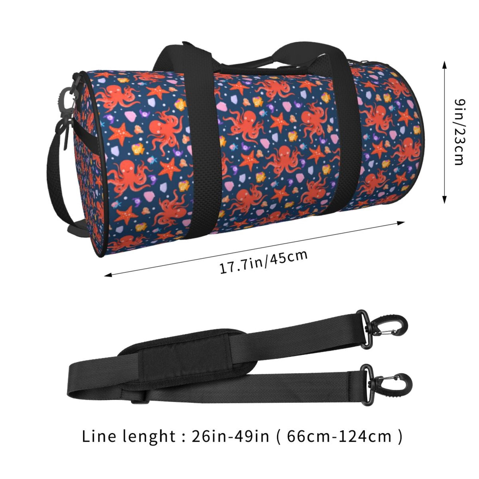 Vsdgher Sea Animals 45L Foldable Duffel Bag, Sports Gym Bag,Overnight Bag, Portable Weekender Bag for Airplanes