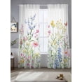 thumbnail image 2 of Spring Floral Sheer Curtains 84 Inch Length 2 Panels Set for Living Room/Bedroom, Colorful Watercolor Botanical Summer Semi Curtain Sheers Drapes Rod Pocket Curtains Window Treatment Set 52''x84''x2, 2 of 7