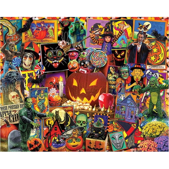 White Mountain Halloween Season Puzzle 1000 Piece Collage Jigsaw Puzzle for Adult and Family