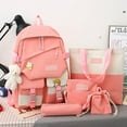 thumbnail image 3 of 5 Pcs Campus Bag with Pencil Case Canvas Rucksack Waterproof for Traveling Work, 3 of 9