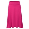 thumbnail image 1 of Doublju Women's High Waist Elastic Soft Flare Flowy Midi Skirt (Plus Size Available), 1 of 4