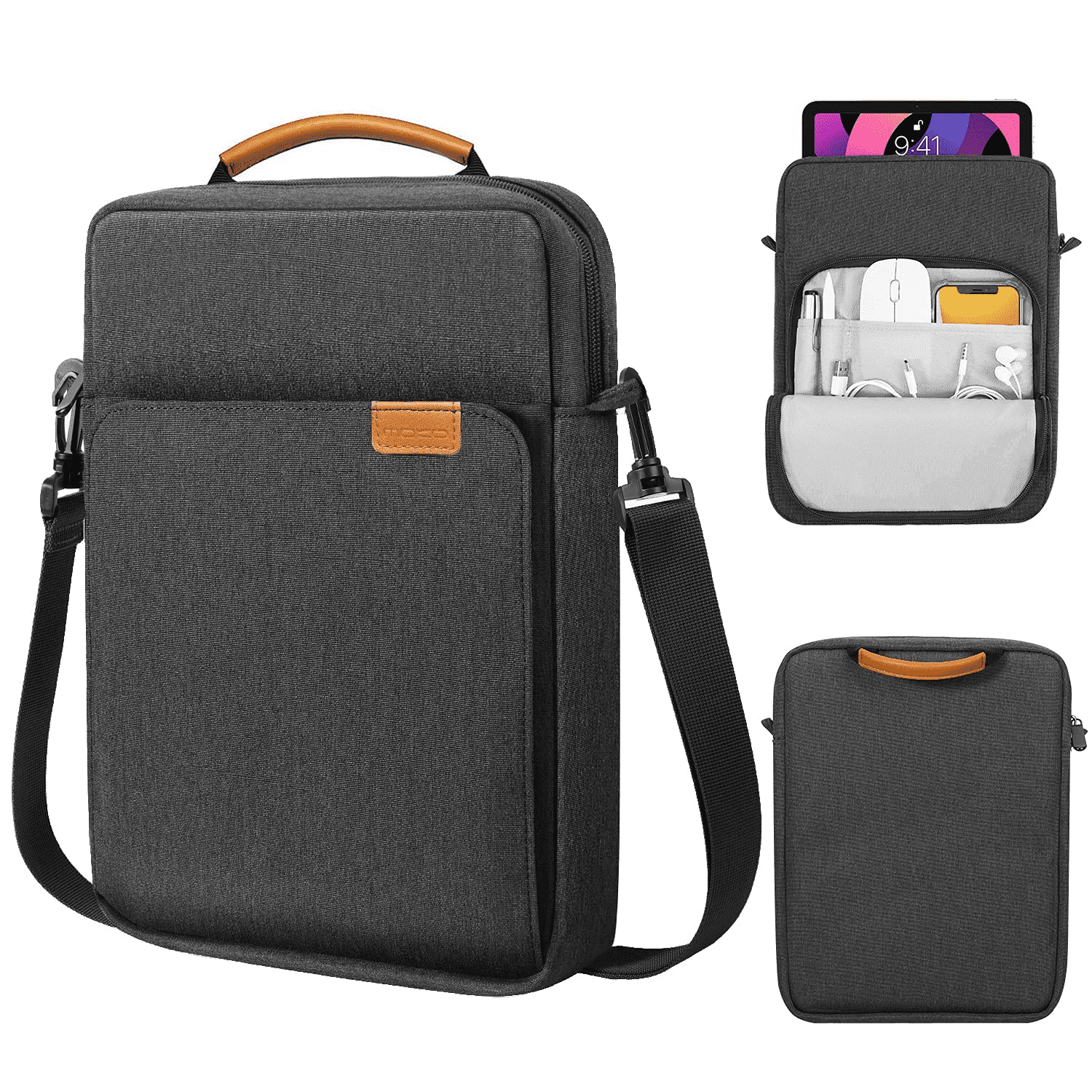 MoKo 9-11 Inch Tablet Sleeve Bag Carrying Case for iPad Pro 11 inch,iPad 10th 10.9,iPad 9/8/7th Generation 10.2,iPad Air 5/4th 10.9,iPad 9.7,Tab S8/S9 11", Black Gray
