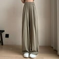 thumbnail image 5 of Plebaso Womens Silk Wide Leg Pants Loose Solid Color High Waist Drape Pants Ladies Casual Long Trousers, 5 of 5