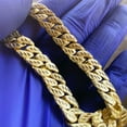 thumbnail image 5 of Men's 14K Gold Plated Cuban Chain Choker Diamond Dust w Diamond Cut Hip Hop Necklace 18" Inch, 5 of 8
