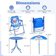 Infans Kids Picnic Table, Outdoor Table&Chair Set, 2 Folding Chairs&Adjustable Umbrella