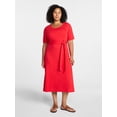 thumbnail image 4 of Time and Tru Women's Knit Midi Dress with Tie Belt, Sizes XS-XXXL, 4 of 5