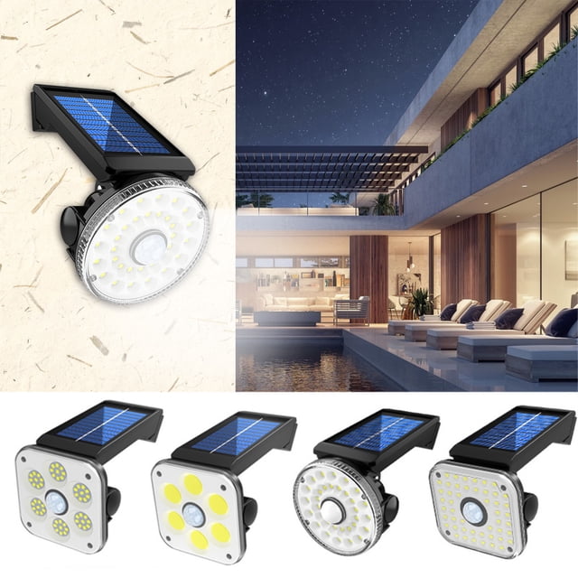 Xihbxyly Luces Solares con Sensor de Movimiento, Detección Pir Mejorada, 54 Led de Brillo, Ahorro de Energía Ecológico, Seguridad Impermeable para Exteriores, Cerca de Jardín y Patio, 10,1 X 14,8 X 9