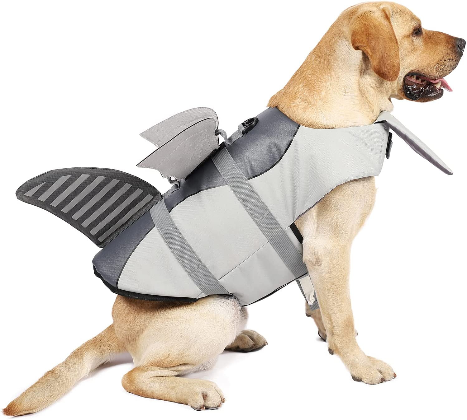 Shark Desgin Dog Life Jacket with Headrest and Ripstop Dog Safety Vest