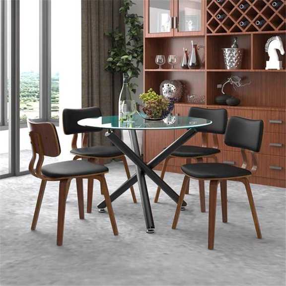 Worldwide Home Furnishings 207-476-581PUBK 5 Piece Suzette & Zuni Dining Set - Black