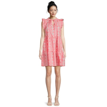 Time and Tru Women's Tiered Cotton Poplin Dress