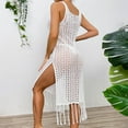 thumbnail image 4 of Brilliant Beach Cover up Womens Bathing Suit Crochet Cover Ups Bikini Swimsuit Loose Tassels Coverup Sexy Dress Sleeveless Tank Hollow Out(White,One size), 4 of 7