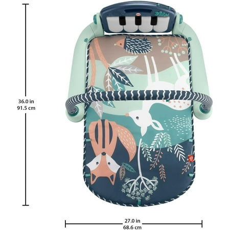 Fisher-Price Baby Gym Playmat With Kick & Play Piano And Tummy Time Toys, Navy Fawn