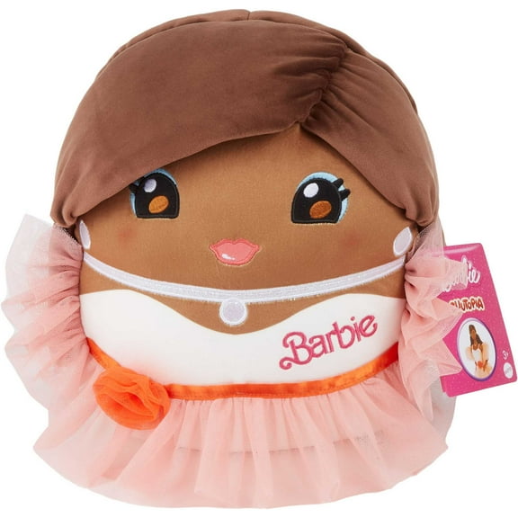 Barbie Cuutopia Plush, 10-inch Soft Pillow Doll with Peach Gown & Ruffled Sleeves, Collectible Toy