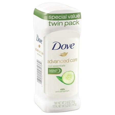 Dove Cool Essentials Antiperspirant Deodorant, 2.6 oz, Twin