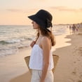 thumbnail image 2 of Women Foldable Bowknot Wide Brim Sun Hat, 360° UV Protection Breathable Cap, Lightweight Travel Beach Summer Headwear (Black), 2 of 7